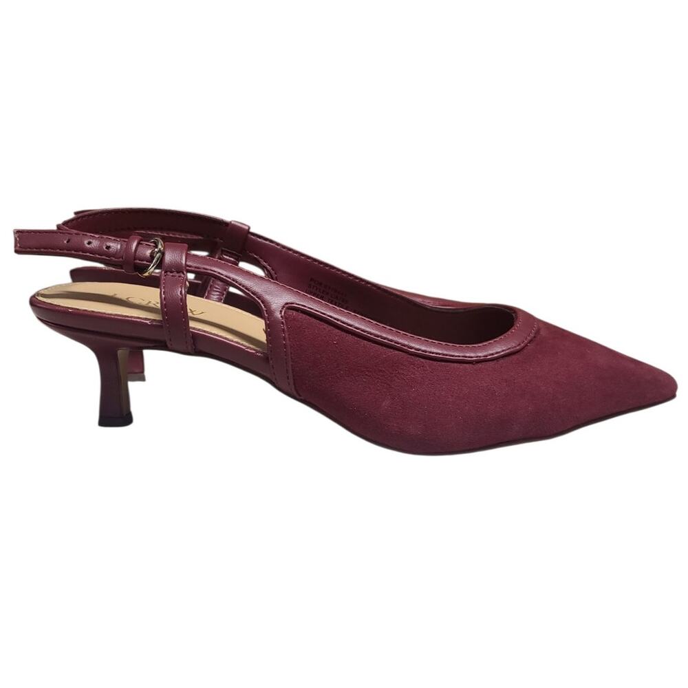 J.Crew Factory Red Suede Kitten Heel Slingback Shoes Size 10 - Picture 3 of 6